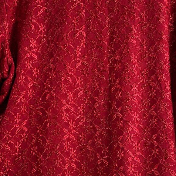 Kathy Lee Womens 22/24 Red Pull On Top Embroidered Design Short Sleeve - Picture 6 of 7